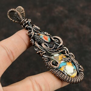 Spiny Oyster Copper Turquoise Gemstone Pendant Copper Wire Wrapped Pendant Handmade Jewelry Designer Jewelry Gift Copper Pendant For Women