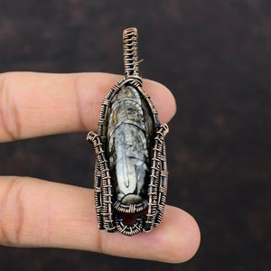 Orthoceras Fossil Pendant Copper Wire Wrapped Pendant Orthoceras Fossil Jewelry Handmade Gemstone Pendant Unique Copper Jewelry Gift For Her