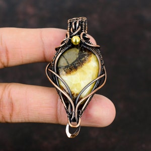 Septarian Copper Pendant Wire Wrapped Jewelry Gemstone Unique Pendant Designer Copper Jewelry Gift For Mother Septarian Jewelry Gift For Mom