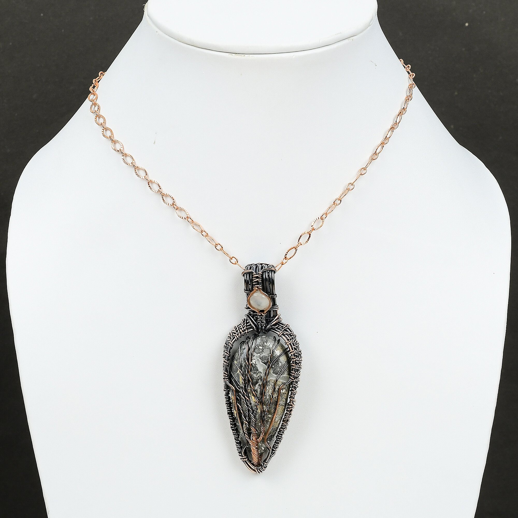 Tree of Life Maligano Jasper Pendant Copper Wire Wrapped
