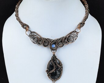 Chrysanthemum Necklace Copper Wire Wrapped Necklace