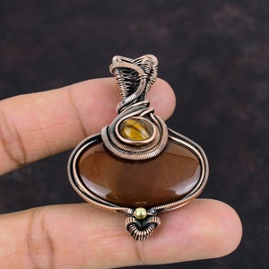 Mookaite Pendant Copper Wire Wrapped Jewelry Tiger&#39;s Eye Pendant Wire Wrapped Gemstone Pendant Handmade Jewelry Gift For Mom Copper Pendants
