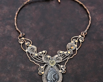 Psilomelane Necklace Copper Wire Wrapped Necklace Handmade Necklace Adjustable Necklace Gift For Her Gemstone Necklace Dainty Copper Jewelry