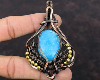 Smithsonite Pendant Copper Wire Wrapped Pendant Natural Gemstone Pendant Handmade Boho Pendant Copper Jewelry Gift For Her Wire Wrap Jewelry