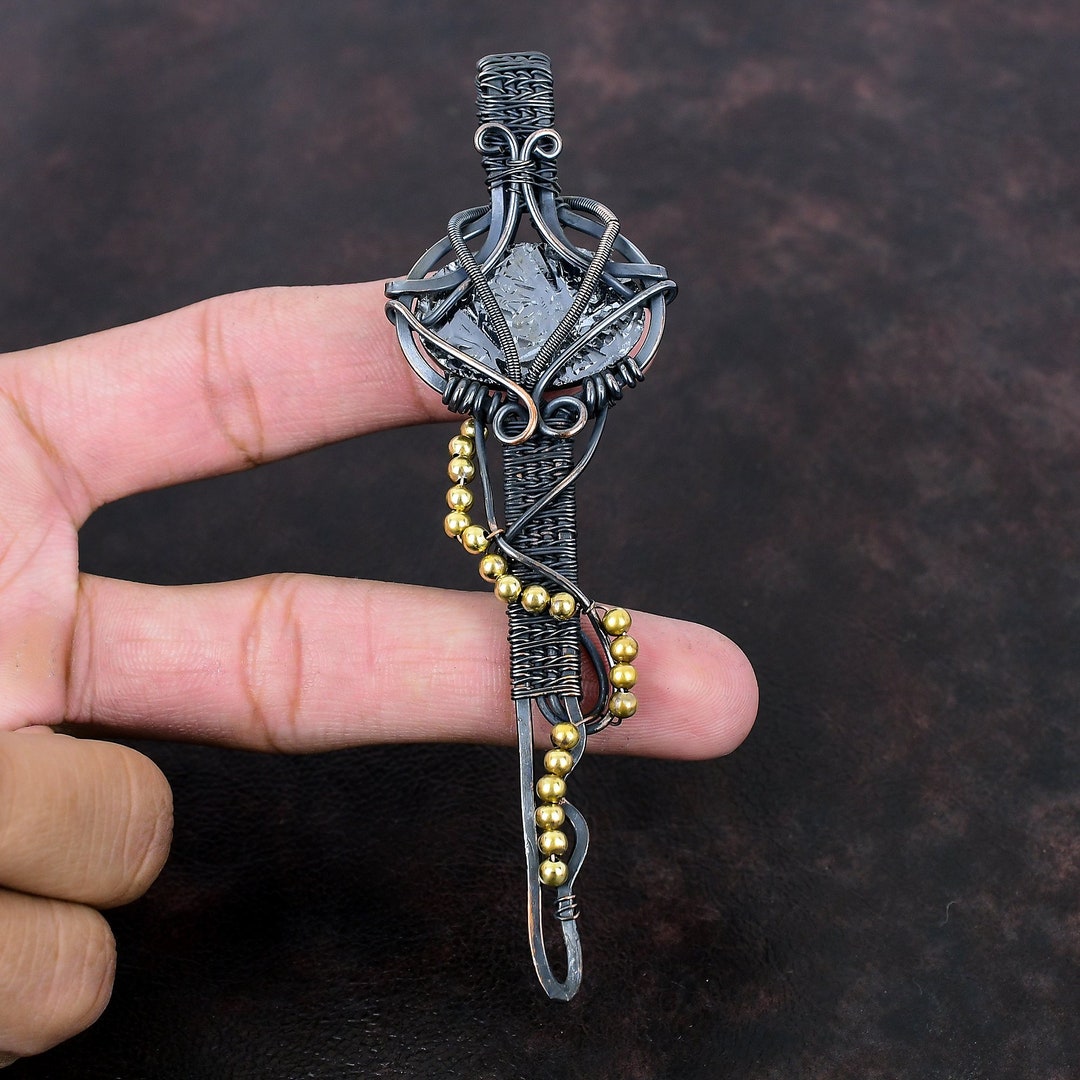 thumbnail image 2 of Natural Shungite Rough Gemstone Pendant – 925 Sterling Silver Handmade Flower Boho Jewelry 2 of 4