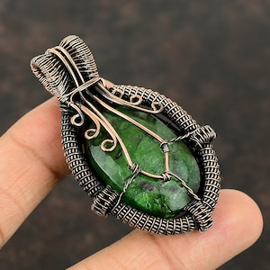 Faceted Zambian Emerald Copper Pendant Copper Wire Wrapped Pendant Handmade Pendant Copper Jewelry Gift For Women Emerald Gemstone Jewelry image 9