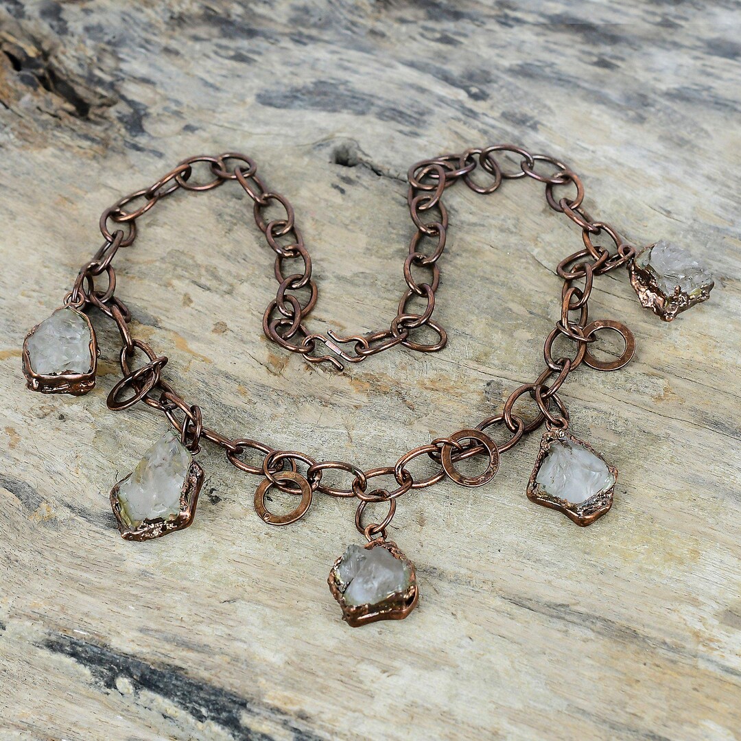 Copper Topaz Electroformed Copper White Topaz Necklace, Handmade Gemstone Jewelry - Etsy