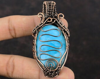 Hemimorphite Pendant Copper Wire Wrapped Pendant Hemimorphite Jewelry Gemstone Pendant Handmade Copper Jewelry Gift For Him Stylish Pendant