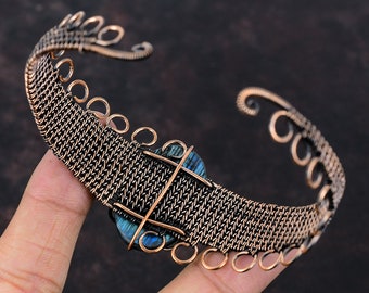 Bracciale Regolabile In Rame Con Labradorite Grigia, Stile Avvolto, Fatto A Mano In India, Per Damigelle, Regalo Occasioni Speciali