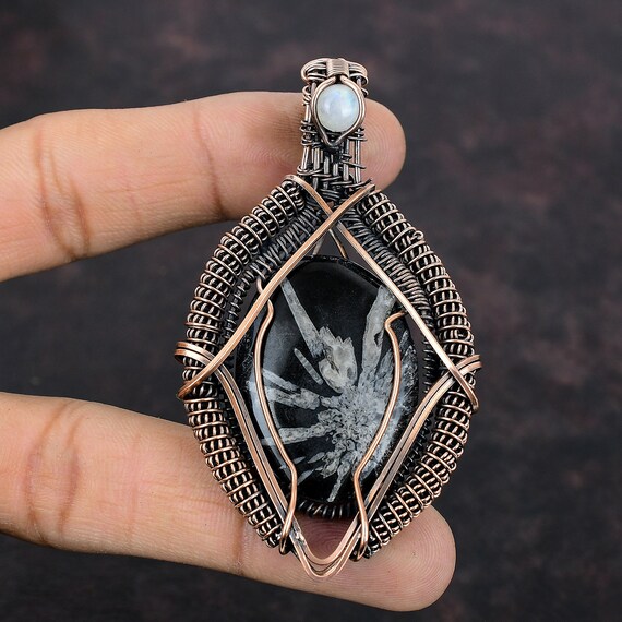 Chrysanthemum Pendant Gemstone Pendant Copper Wire Wrapped Pendant