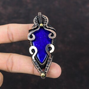 Lapis Lazuli Gemstone Pendant Copper Wire Wrapped Pendant Stylish Pendant Designer Copper Jewelry Handmade Lapis Lazuli Jewelry Gift For Him
