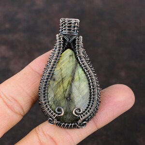Labradorite Pendant Copper Wire Wrapped Pendant Handmade Jewelry Labradorite Gemstone Pendant Copper Jewelry Gift For Mother Women Pendant