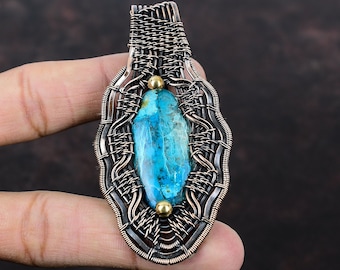Chrysocolla Pendant Copper Wire Wrapped Pendant Handmade Pendant Wonderful Gemstone Pendant Copper Jewelry Gift For Her Chrysocolla Jewelry
