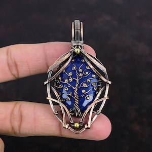 Colgante de árbol de la vida con zafiro azul facetado, joyería envuelta en alambre de cobre, colgante de piedra preciosa real hecho a mano, regalos para él, colgante envuelto en alambre de cobre