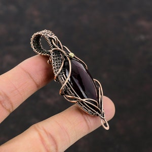 Red Fire Labradorite Pendant Copper Wire Wrapped Pendant Handmade Copper Jewelry Natural Gemstone Pendant Wire Wrapped Jewelry Gift For Her image 8