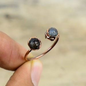Faceted Labradorite Ring Electroformed Copper Ring Adjustable Rings Copper Jewelry Handmade Gemstone Ring Gift For Her Electroformed Jewelry