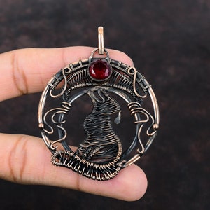 Faceted Mozambique Garnet Pendant Copper Wire Wrapped Pendant Handmade Pendant Copper Jewelry Dog Pendant Natural Gemstone Jewelry For Gift