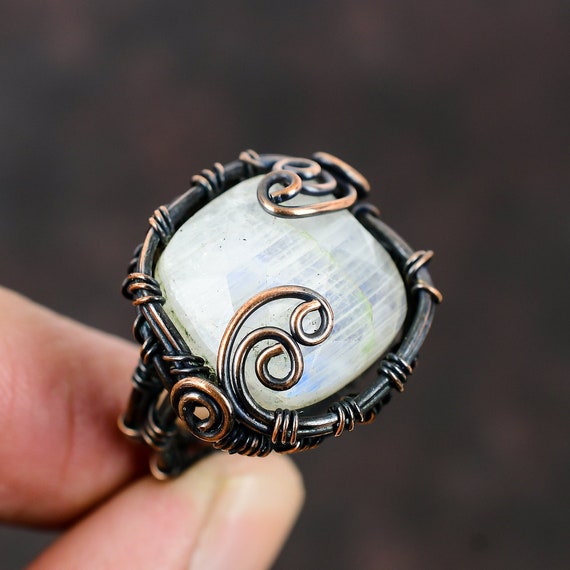 Crazy Lace Agate Gemstone Copper Handmade Wire Jewelry Adjustable