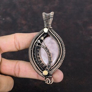 Rose Quartz Pendant Copper Wire Wrapped Pendant Rose Quartz Jewelry Handmade Pendant Copper Wire Jewelry Gemstone Pendant Gift For Wedding