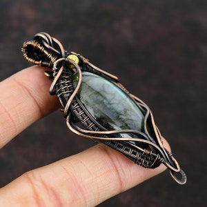 Pendentif en cuivre labradorite, fil de cuivre enveloppé, pendentif de pierres précieuses fait main en fil de cuivre, cadeau pour femme, bijoux en labradorite, cadeau de mariage image 8