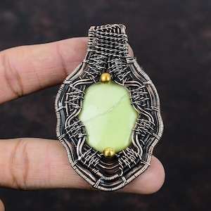 Serpentine Pendant Copper Wire Wrapped Pendant Gemstone Jewelry Handmade Pendant Copper Wire Wrap Jewelry Gift For Her Ethnic Style Pendant