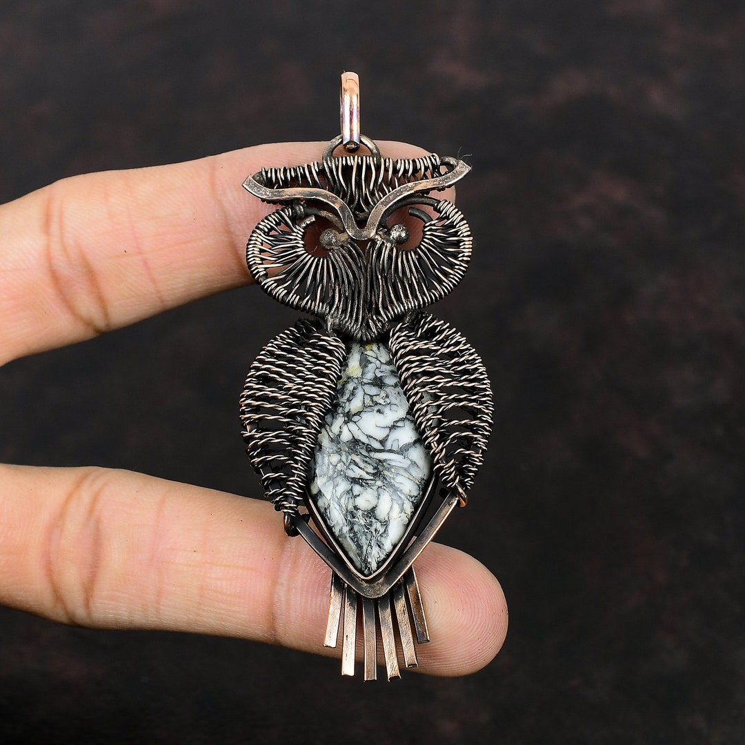 Pinolith Jasper Pendant Copper Wire Wrapped Pendant Handmade Pendant ...