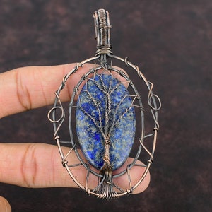 Lebensbaum Lapislazuli Anhänger Kupfer Draht gewickelt Schmuck Handarbeit antik Anhänger Edelstein Anhänger Für Geschenk Lapis lazuli Kupfer Schmuck