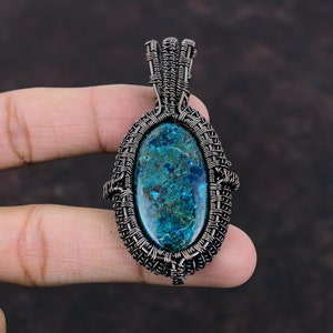 African Chrysocolla Pendant Copper Wire Wrapped Pendant Handmade Copper Jewelry Dainty Pendant Anniversary Gift Chrysocolla Gemstone Jewelry