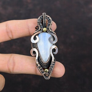 Rainbow Moonstone Pendant Copper Wire Wrapped Pendant Handmade Copper Jewelry Gemstone Pendant Gift For Him Decent Pendant Wire Wrap Jewelry