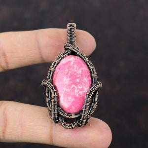 Thulite Gemstone Pendant Copper Wire Wrapped Pendant Antique Pendant Thulite Jewelry Handmade Pendant Copper Wire Wrap Jewelry Gift For Mom