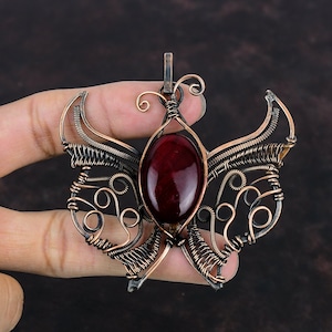 Red Fire Labradorite Pendant Copper Wire Wrapped Jewelry Gemstone Pendant Handmade Butterfly Pendant Copper Wire Wrap Pendant Wedding Gifts
