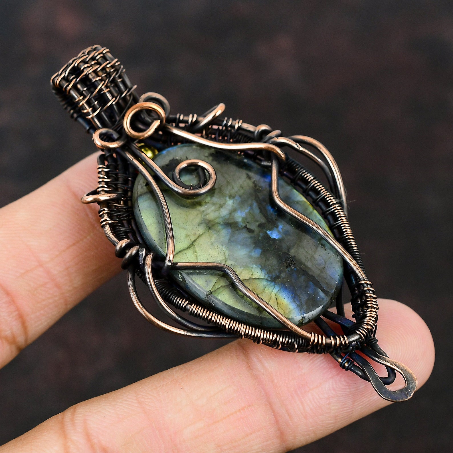 Labradorite Copper Pendant Copper Wire Wrapped Gemstone - Etsy