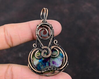 Multi Fire Labradorite Pendant Copper Wire Wrapped Jewelry Gemstone Pendant Handmade Ethnic Jewelry Copper Wire Wrap Pendant Gift For Mother