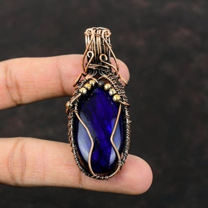 Blue Fire Labradorite Pendant Copper Wire Wrapped Pendant Handmade Unique Copper Jewelry Gemstone Pendant Wire Wrap Jewelry Pendant For Gift
