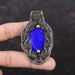 Lapis Lazuli Pendant Copper Wire Wrapped Pendant Lapis Lazuli Copper Jewelry Genuine Gemstone Pendant Handmade Amazing Jewelry Gift For Mom