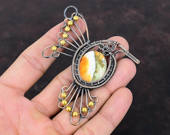 Spiny Oyster Kupfer Türkis Anhänger Kupfer Draht eingewickelt Edelstein Anhänger handgemachte Boho Schmuck Vogel Anhänger Wire Wrap Schmuck Geschenk für sie