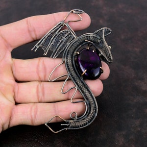 Purple Fire Labradorite Pendant Copper Wire Wrapped Gemstone Pendant Handmade Dragon Jewelry Wire Wrapping Pendant Copper Jewelry For Gift