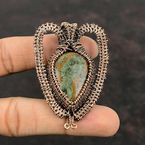 Spessartine Garnet in Limestone Pendant Copper Wire Wrapped Jewelry Handmade Pendant Gemstone Jewelry Copper Wire Wrap Pendant Gift For Mom