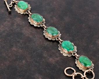 Faceted Zambian Emerald Bracelet Copper Bracelet Gemstone Jewelry Adjustable Chain Bracelet Copper Jewelry Handmade Bracelet Gift For Mother