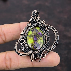 Copper Stichtite Pendant Copper Wire Wrapped Pendant Genuine Gemstone Pendant Wire Wrapped Jewelry Handmade Pendant Copper Jewelry For Gift