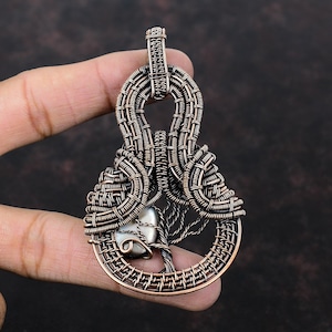 Tree Of Life Black Mother Of Pearl Pendant Copper Wire Wrapped Pendant Gemstone Pendant Copper Wire Jewelry Handmade Pendant Gift For Bridal