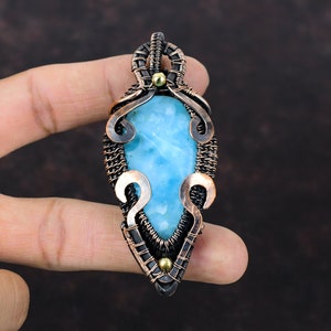 Hemimorphite Pendant Copper Wire Wrapped Pendant Gemstone Pendant Handmade Copper Jewelry Antique Pendant  Gift For Her Wire Wrapped Jewelry