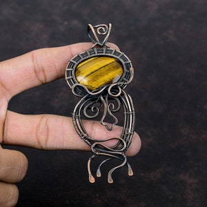 Tiger&#39;s Eye Pendant Copper Wire Wrapped Pendant Natural Gemstone Jewelry Handmade Pendant For Women Dainty Copper Wire Jewelry Gift For Him