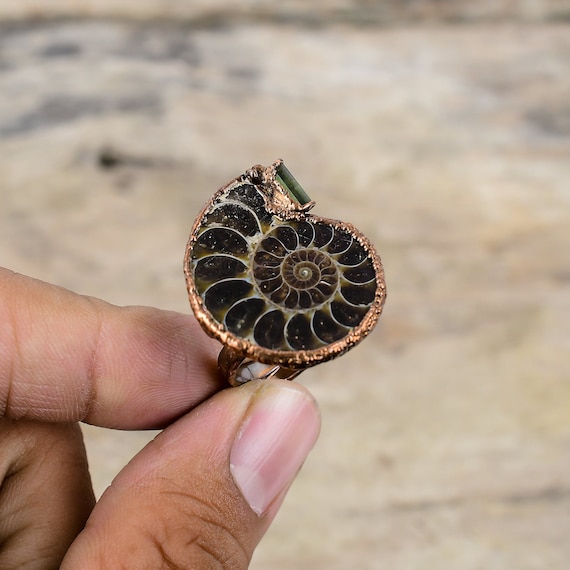 Electroformed Ammonite Fossil Ring Electroformed Ammonite Fossil Ring