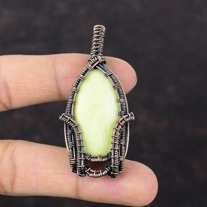 Serpentine Pendant Copper Wire Wrapped Pendant Gemstone Pendant Serpentine Jewelry Handmade Pendant Copper Designer Jewelry Gift For Mother