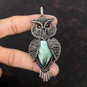 Labradorite Pendant Copper Wire Wrapped Pendant Gemstone Copper Jewelry Owl Pendant Designer Pendant Wedding Gift Handmade Wire Wrap Jewelry