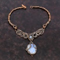Rainbow Moonstone Necklace Copper Wire Wrapped Necklace Natural Gemstone Jewelry Handmade Elegant Necklace Copper Wire Jewelry Gift For Her product logo