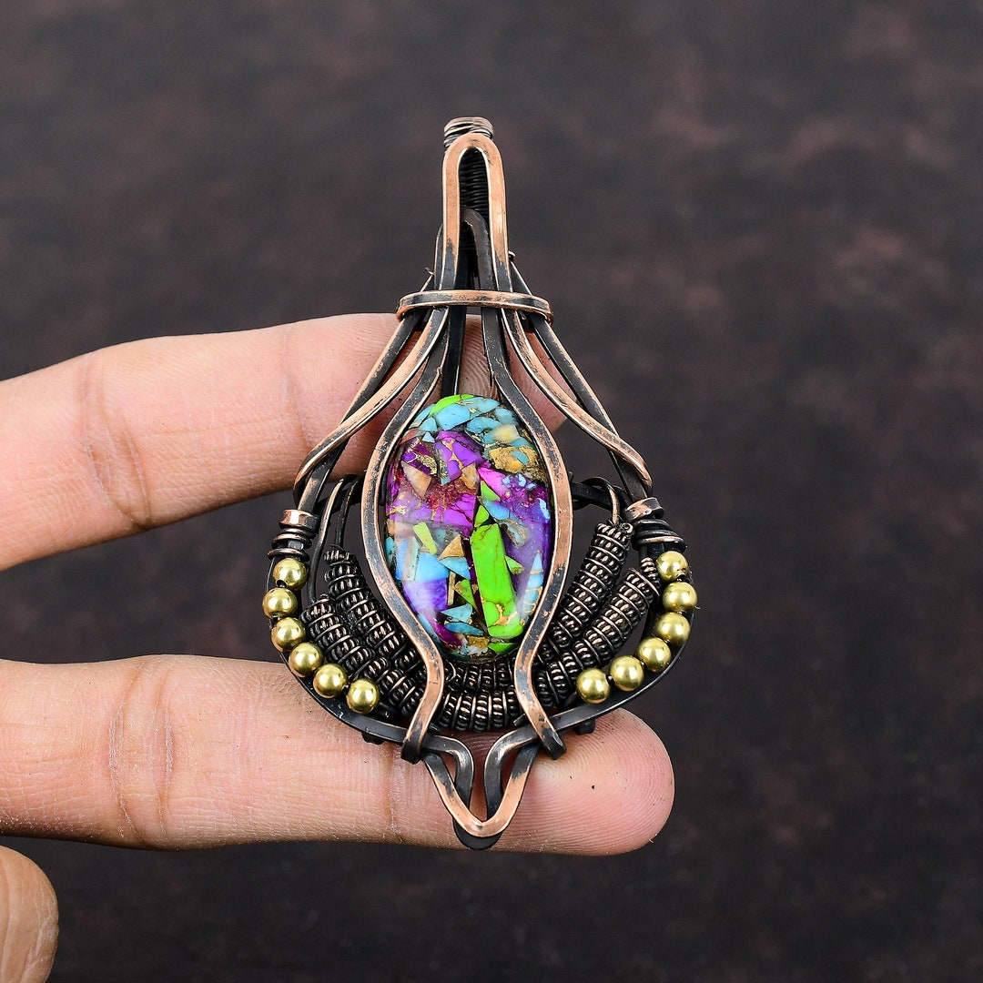 Kingman Turquoise Tassel Handmade Pendant main image 1