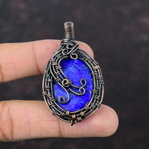 Lapis Lazuli Pendant Copper Wire Wrapped Pendant Lapis Lazuli Gemstone Jewelry Handmade Unique Pendant Copper Wire Wrap Jewelry Gift For Her