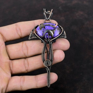 Copper Charoite Pendant Copper Wire Wrapped Pendant Natural Gemstone Pendant Handmade Designer Pendant Wonderful Copper Jewelry Gift For Her